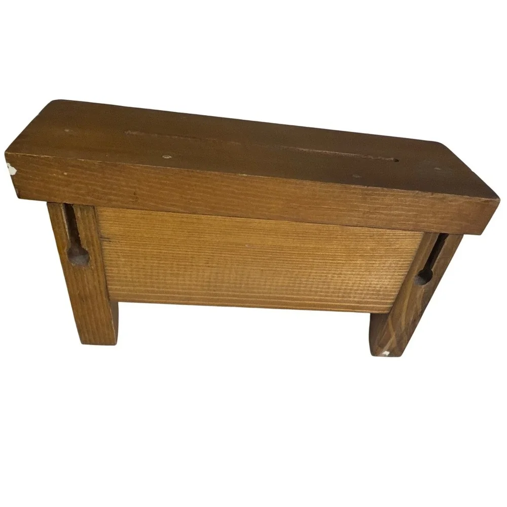 Vintage Cottagecore Grandmacore Rustic Pine Wood Mini Wall Shelf Peg Hooks Brown